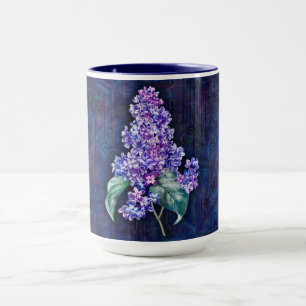 Mug Lilas pourpre sur fond décoratif marine