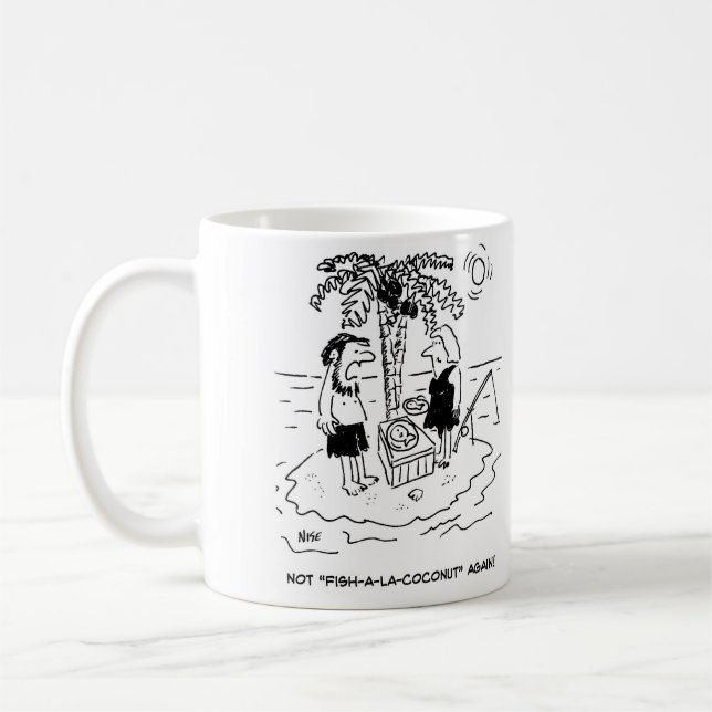 Mug L'île déserte. Le repas est Fish a la Coconut. (Gauche)