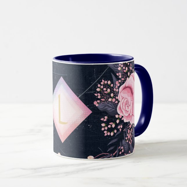 Mug Lilibet Monogram Marine Rosegold Rose Princess Cad (Devant droit)