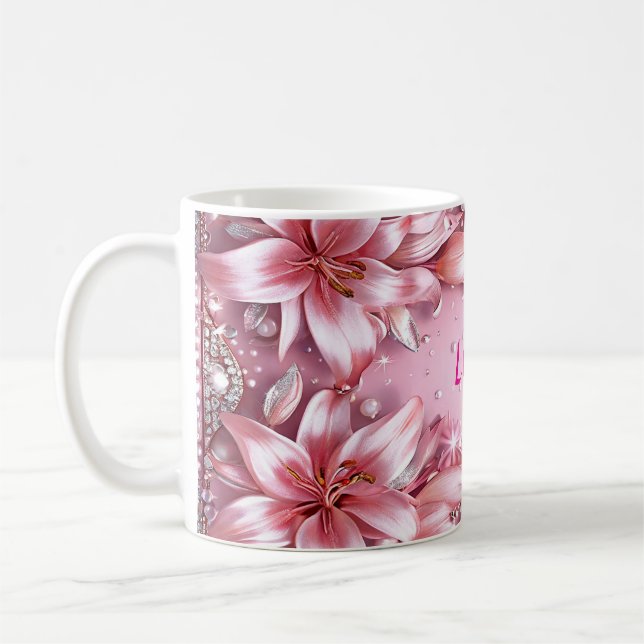Mug Lilies roses délicates (Gauche)