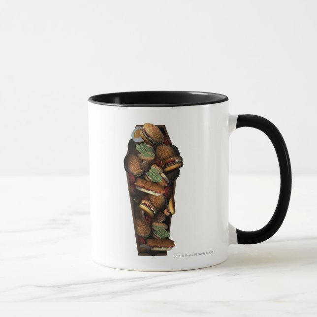 Mug L'illustration d'un cercueil a rempli d'aliments (Droite)