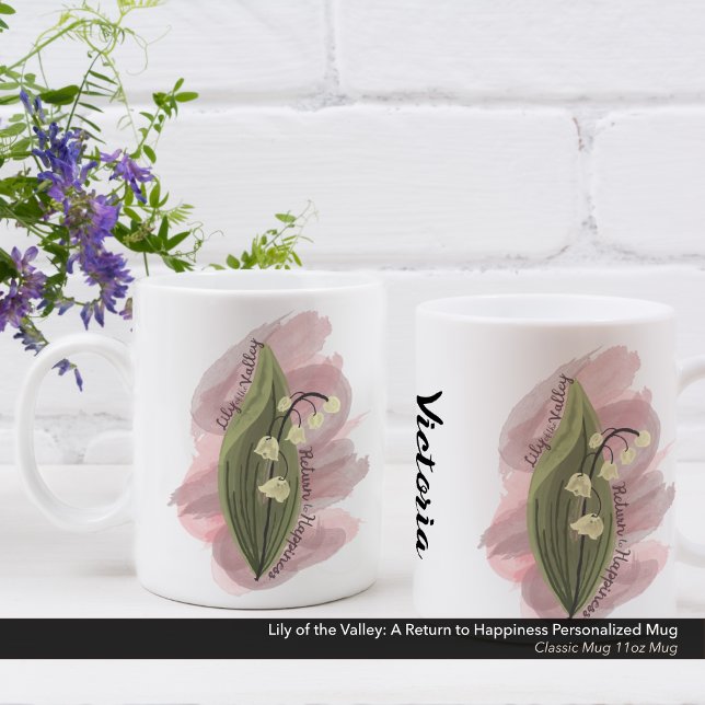 Mug Lily of the Valley Happiness Personnalisée (Lily of the Valley Happiness Personalized Coffee Mug - 11 oz)