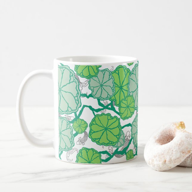 Mug Lily Pad Koi Pond Motif (Avec donut)