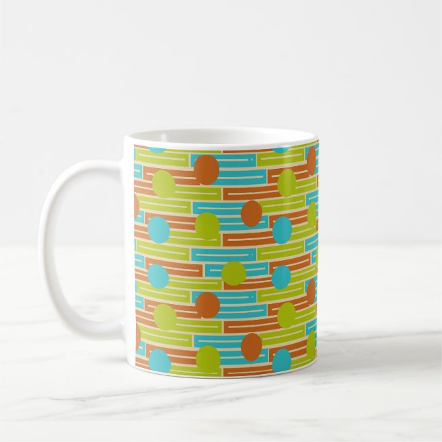 Mug Lime Green, Cinnamon Brown, Rectangles Turquoise (Gauche)