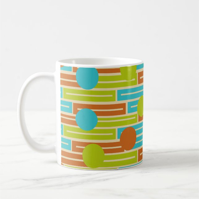Mug Lime Green, Cinnamon Brown, Rectangles Turquoise C (Gauche)