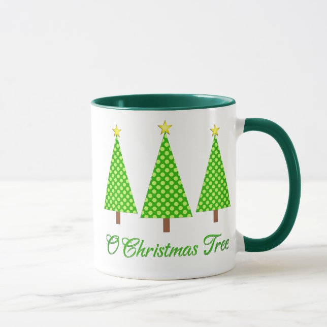 Mug Lime Green Polka Dot Arbres de Noël modernes (Droite)
