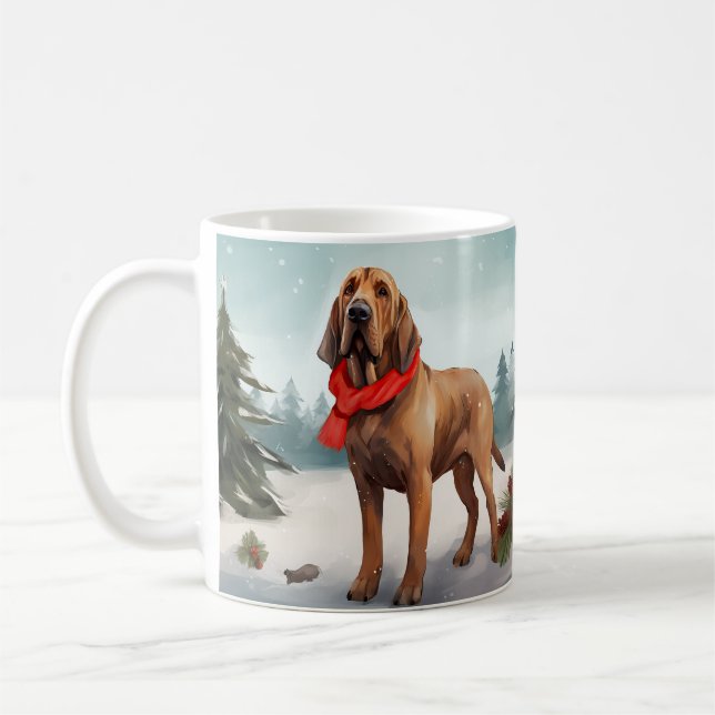 Mug Limier de Saint-Hubert dans la neige de Noël (Gauche)