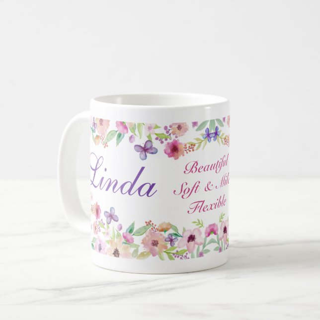 Mug Linda Cadeaux dont le nom signifie ou dont le nom  (Devant gauche)