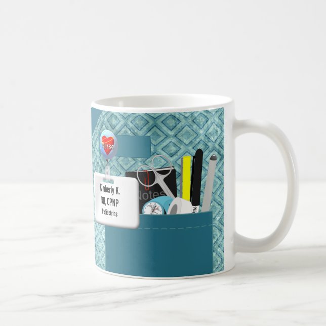 Mug L'infirmière personnalisée frotte dans Teal (Droite)