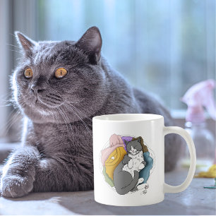 Mug Linge Cheveux de Chat Gris Blanc