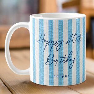 Mug Linge Revêtu Joyeux Anniversaire 40ème Bleu Lumièr