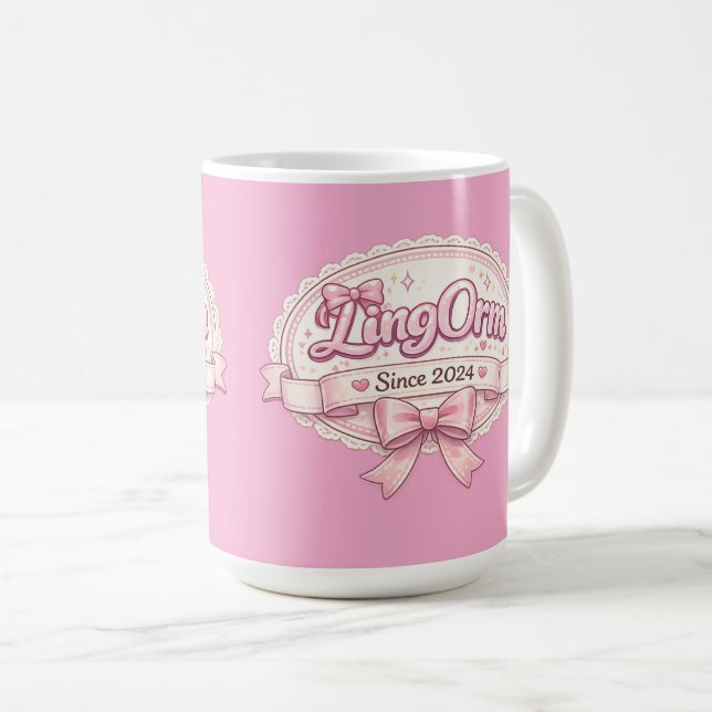 Mug LingOrm Depuis 2024 Badge Ruban Coquette (Devant droit)