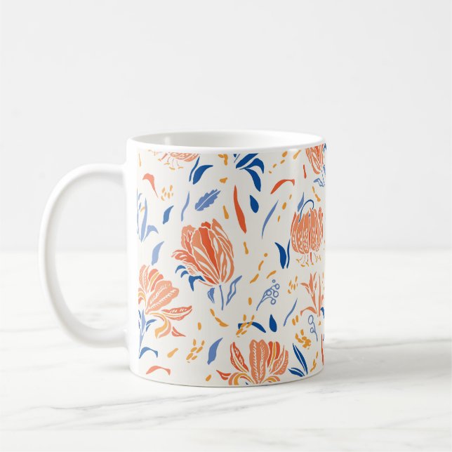 Mug Linocut botanique baroque : arrière - plan sans co (Gauche)