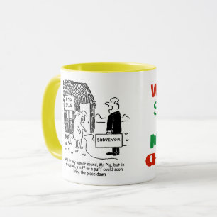 Mug L'inspecteur du bâtiment regarde la maison de M. P