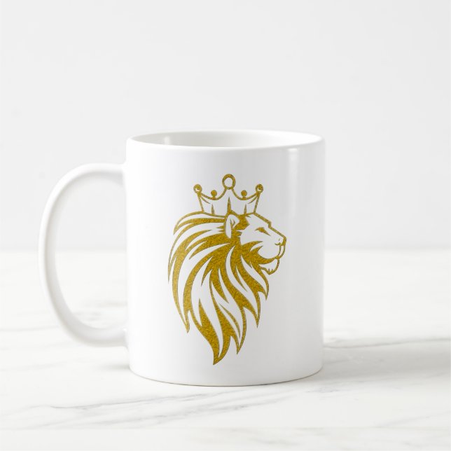 Mug Lion Avec Couronne - Style Or 2 (Gauche)