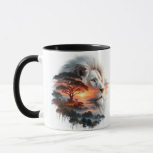 Mug Lion blanc de la Savannah - Majesté du coucher du
