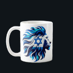 Mug Lion bleu majestueux de Juda avec Étoile de David<br><div class="desc">Découvrez la force et l'esprit du patrimoine avec notre oeuvre "Majestic Blue Lion of Judah with Star of David". Cette pièce étonnante capture l'essence de la fierté et de la tradition, fusionnant l'image puissante du Lion de Juda avec l'Étoile sacrée de David dans une symphonie harmonieuse de teintes bleues. Parfait...</div>