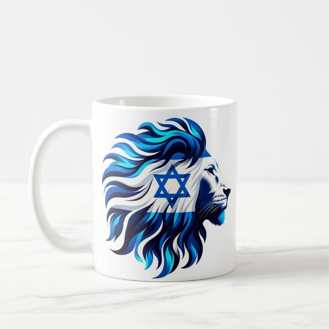 Mug Lion bleu majestueux de Juda avec Étoile de David (Gauche)