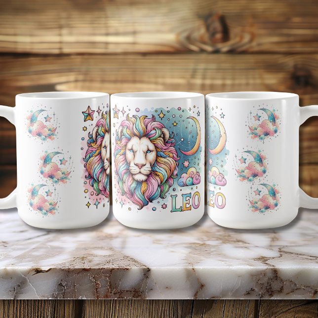 Mug Lion Coloré Astrologie Zodiaque Lion (Colorful Leo Zodiac Astrology Lion Coffee Mug)