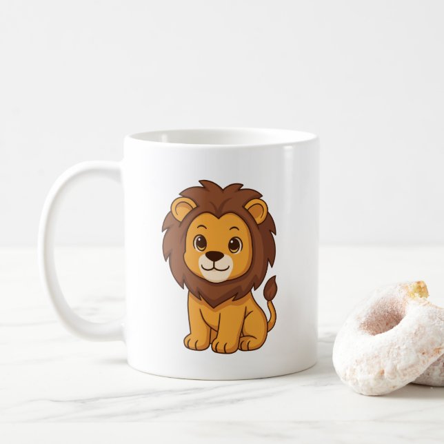 Mug Lion de dessin animé mignon (Avec donut)