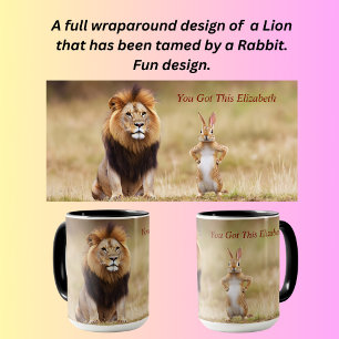 Mug Lion et un lapin drôle design