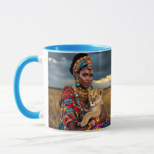 Mug Lion femme africaine mignonne Imaginaire