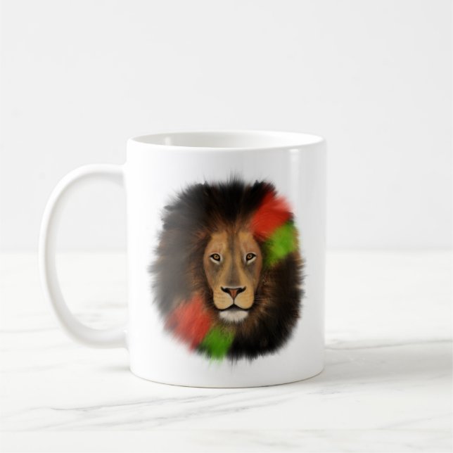Mug lion fierté noire rouge vert unité jungle chat roi (Gauche)