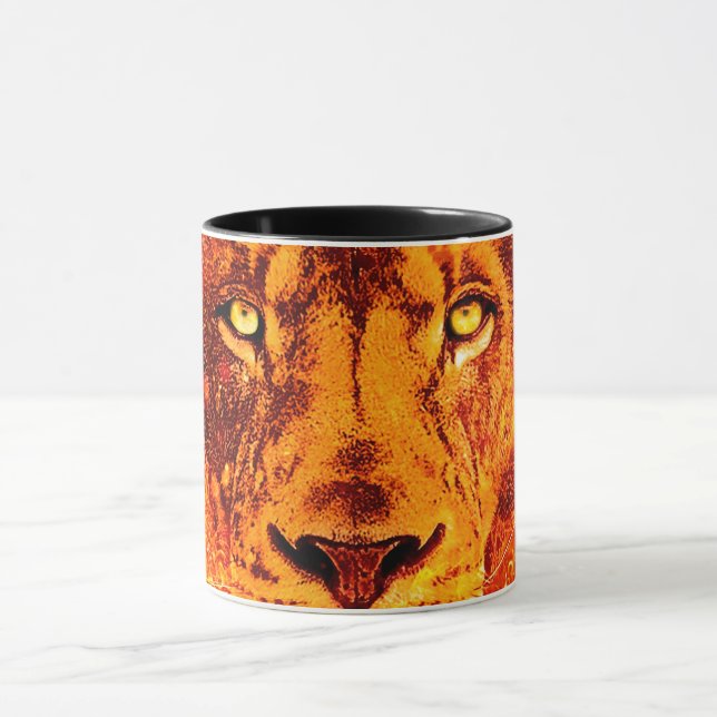 Mug Lion flamboyant rouge orange dos jaune (Centre)