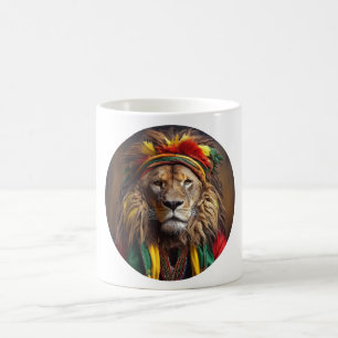 Mug Lion Homme Habillé En Tenue Rastafarienne
