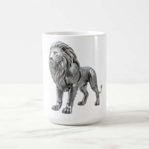 Mug Lion majestueux celtique argent avec nœud complexe