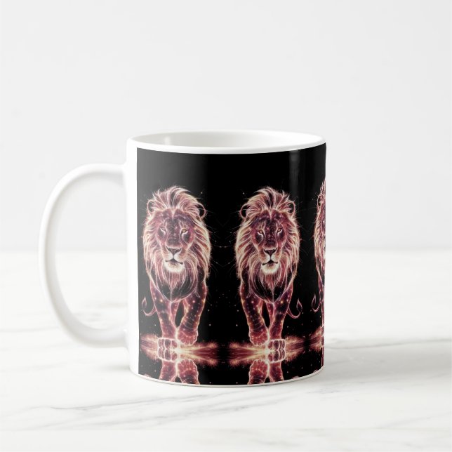 Mug Lion majestueux dans l'art filaire brillant (Gauche)