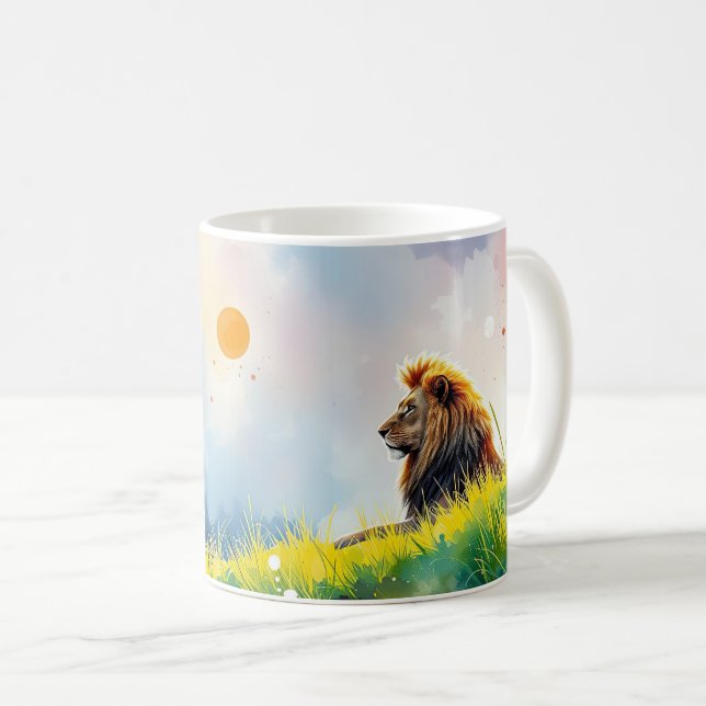 Mug Lion majestueux sur une colline éclairée (Devant droit)