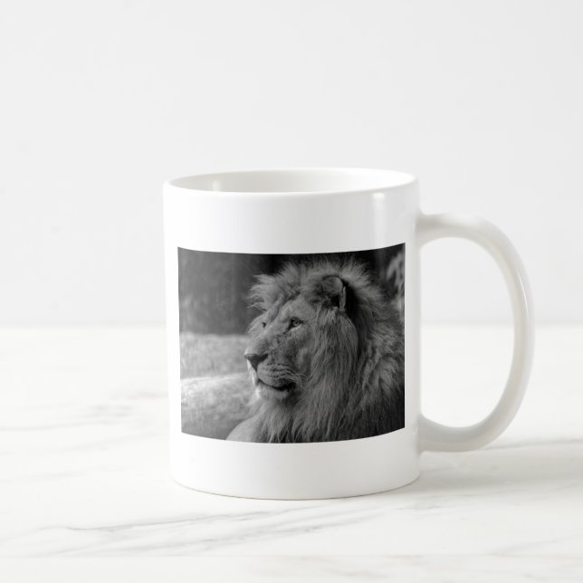 Mug Lion noir et blanc - Animal sauvage (Droite)