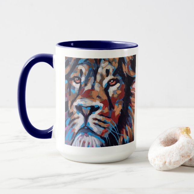 Mug Lion Painting - Gift for Animal Lovers (Avec donut)