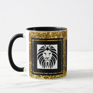 Mug Lion Tendance Sophistiqué Or Noir & Blanc