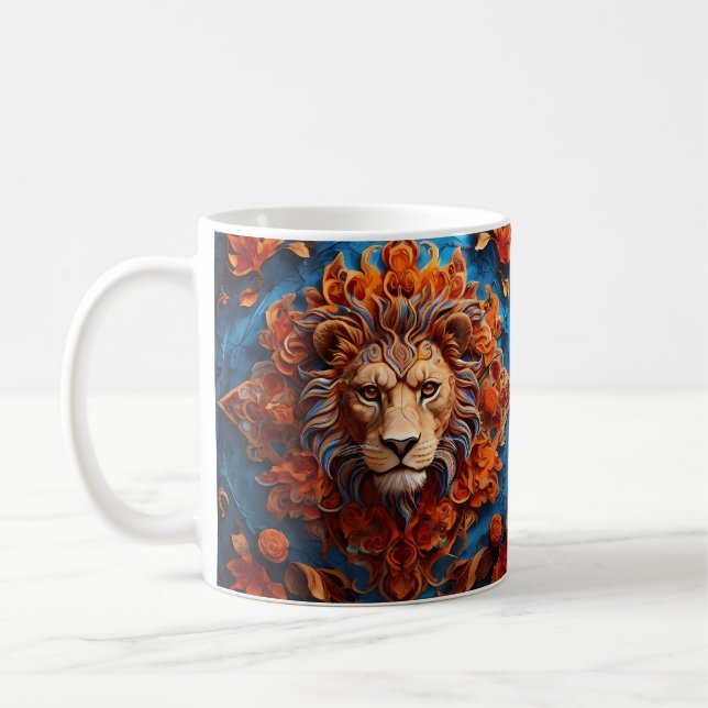 Mug Lion vibrant aux motifs floraux (Gauche)