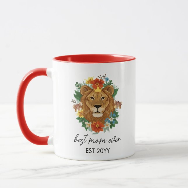 Mug Lionne majestueuse florale (Gauche)