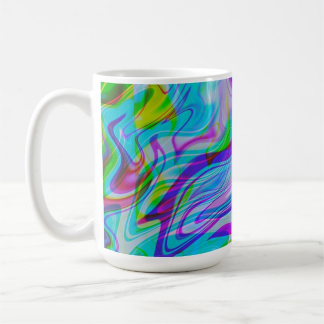 Mug Liquide Psychédélique Motif Abstrait Coloré Bleu (Gauche)