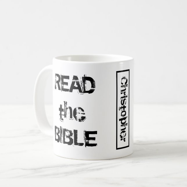 Mug Lire la Bible Blanc et Noir (Devant gauche)
