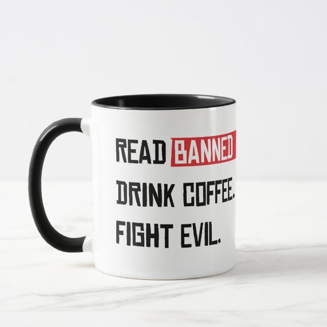 Mug Lire Livres interdits Boire Café Combattre le mal (Gauche)