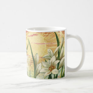 Mug Lis de Pâques vintage au lever du soleil et anges 