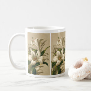 Mug Lis de Pâques vintage, fleurs victoriennes en fleu