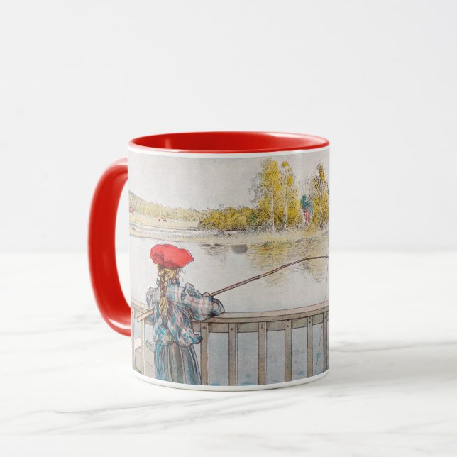 Mug Lisbet Fishing par Carl Larsson, Art Vintage (Devant gauche)