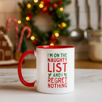 Mug Liste de Noël mignonne et pas de regrets