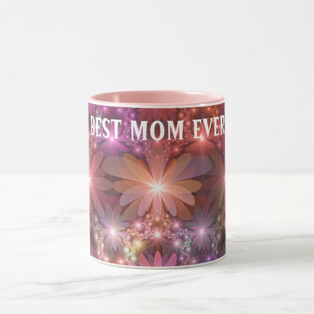 Mug Lit De Fleurs Brillante Art Fractal Abstrait Meill (Centre)