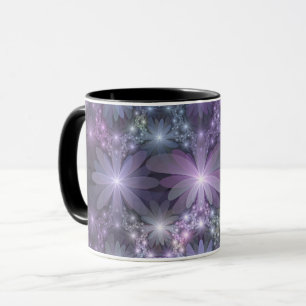 Mug Lit de fleurs tendance brillant art fractal abstra