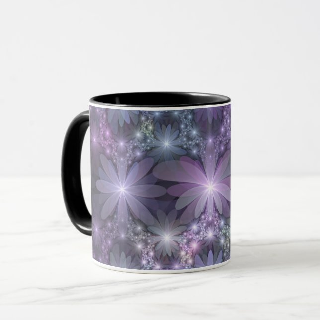Mug Lit de fleurs tendance brillant art fractal abstra (Devant gauche)