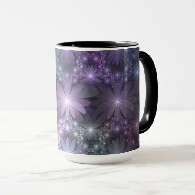 Mug Lit de fleurs tendance brillant art fractal abstra (Devant droit)