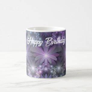 Mug Lit de fleurs tendance brillant art fractal abstra