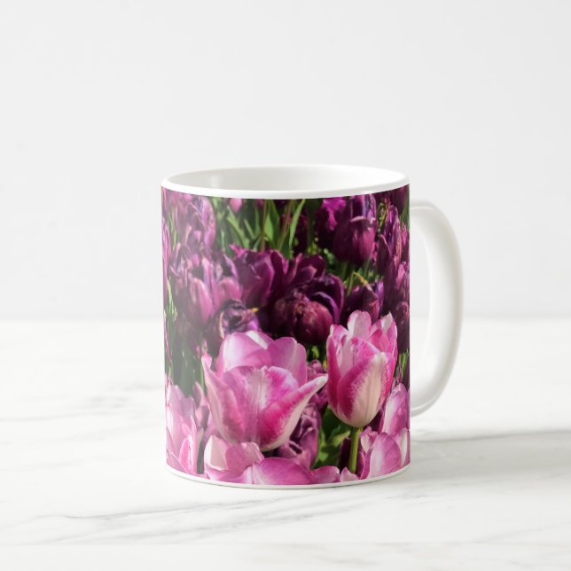 Mug Lit de jardin pourpre et rose Tulip, Oregon (Devant droit)